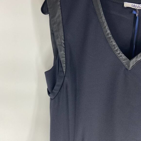 Liu Jo black v neck sleeveless mini shift dress pockets nwt womens XL - Picture 2 of 8